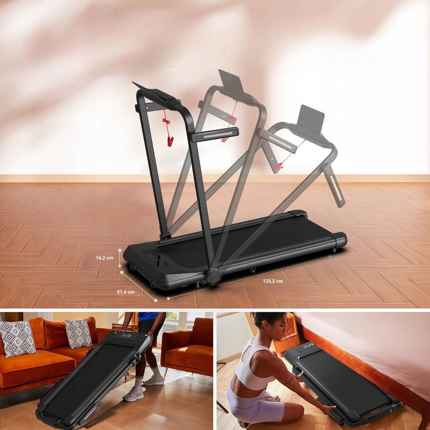 Electric treadmill folding under bed 1-15 km/h slope application 120kg Manufacturer code Bieznia Prestige