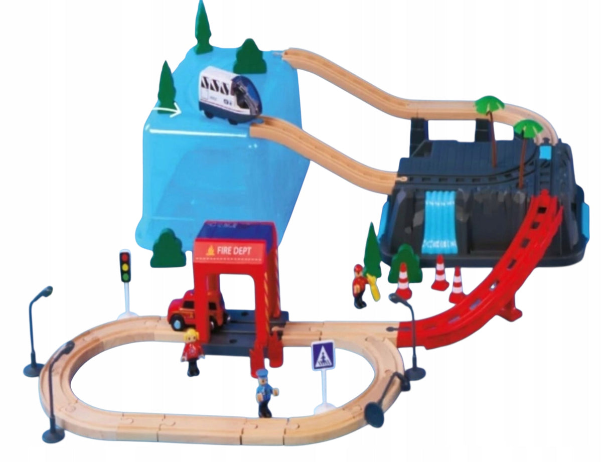 Electric wooden railway in box Elefun 60 element 320 cm Brand Elefun
