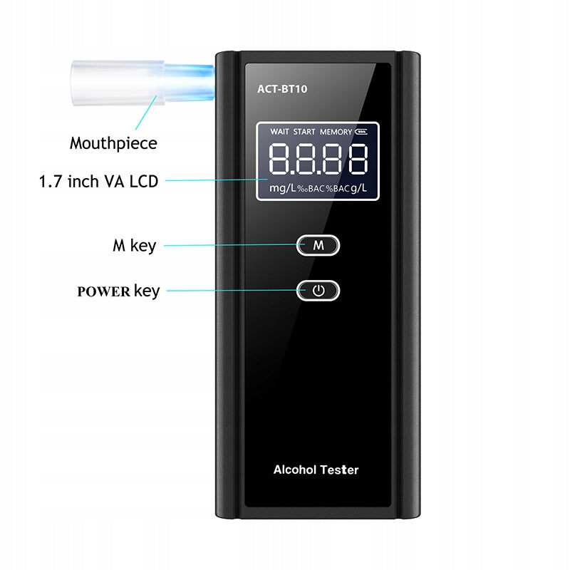 Electrochemical breathalyzer 5 MOUTHPIECES ACCURACY AS POLICE Manufacturer code GM260519