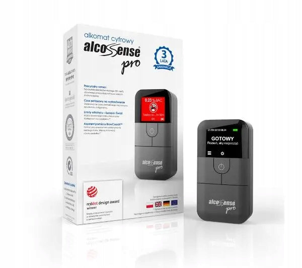 Electrochemical breathalyzer AlcoSense Pro Battery Calibration Thermometer Brand AlcoSense