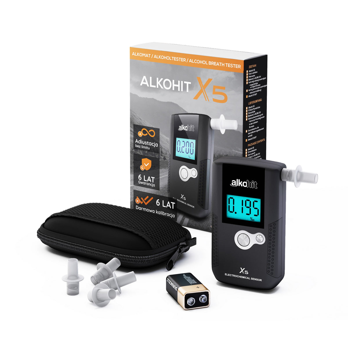Electrochemical breathalyzer Alkohit X5 free unlimited adjustments Manufacturer code X5