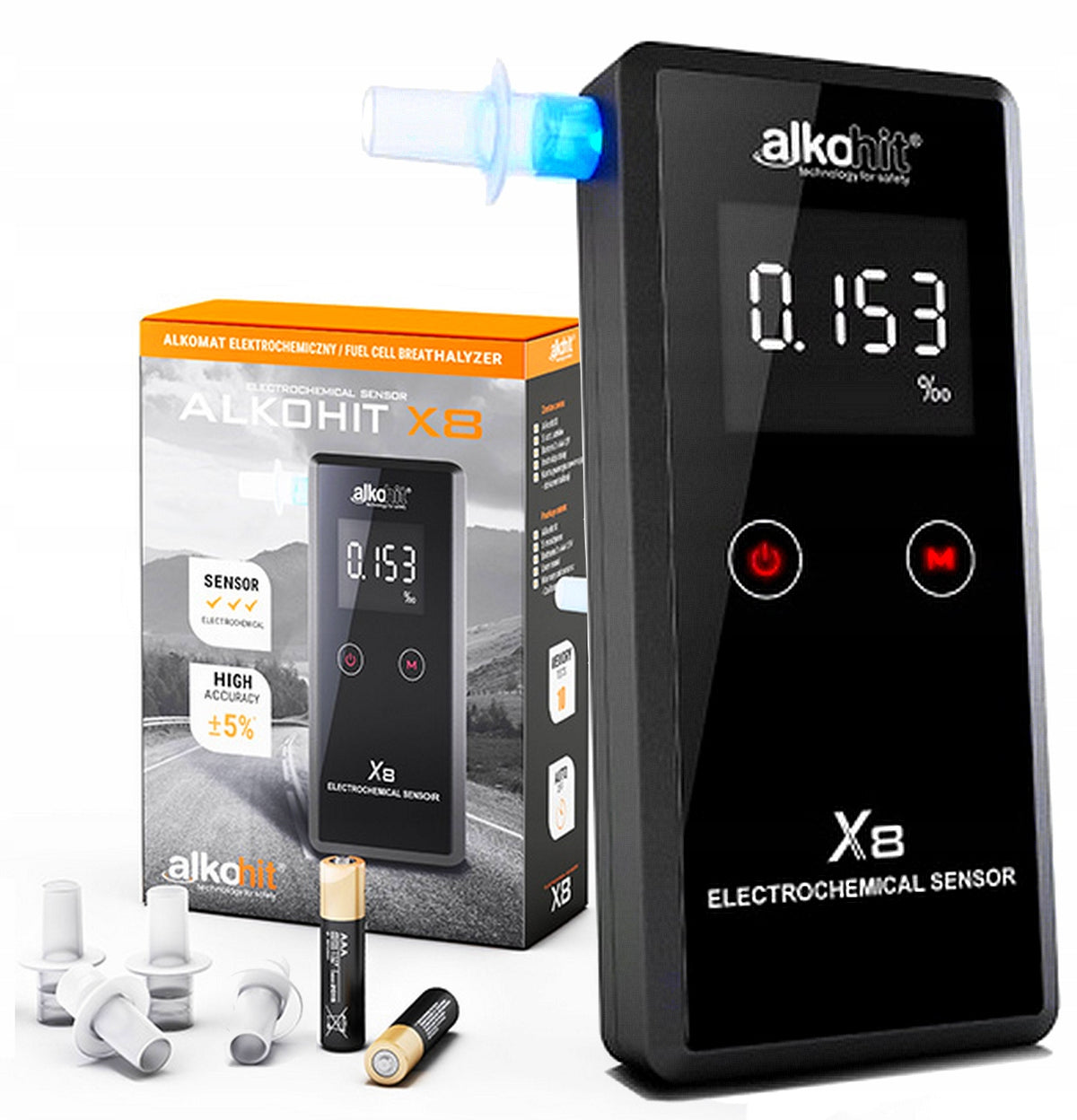 Electrochemical breathalyzer Alkohit X8 free calibrations without limit