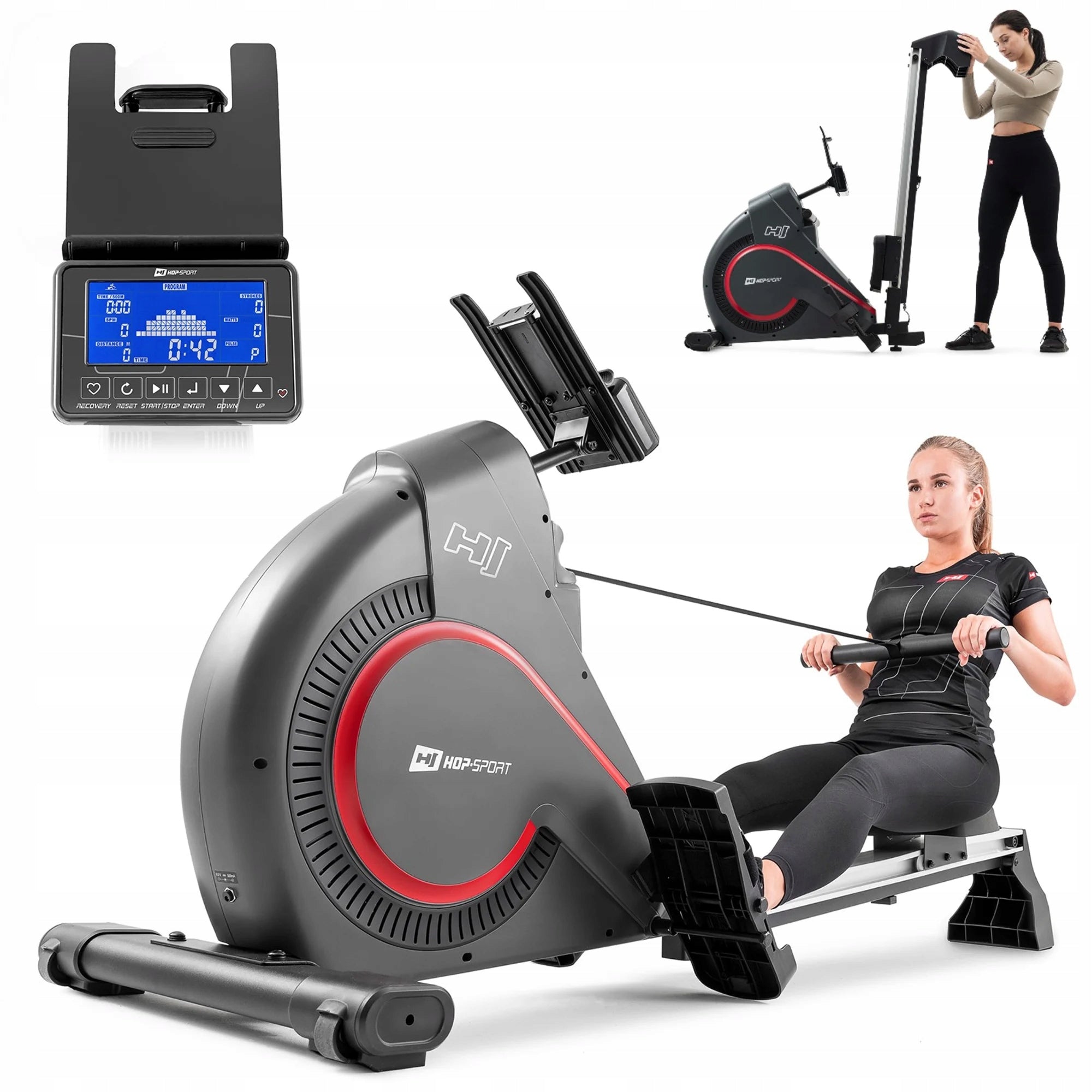 Electromagnetic Rowing Machine Smart Folding Ergometer Trainer Kinomap 140kg