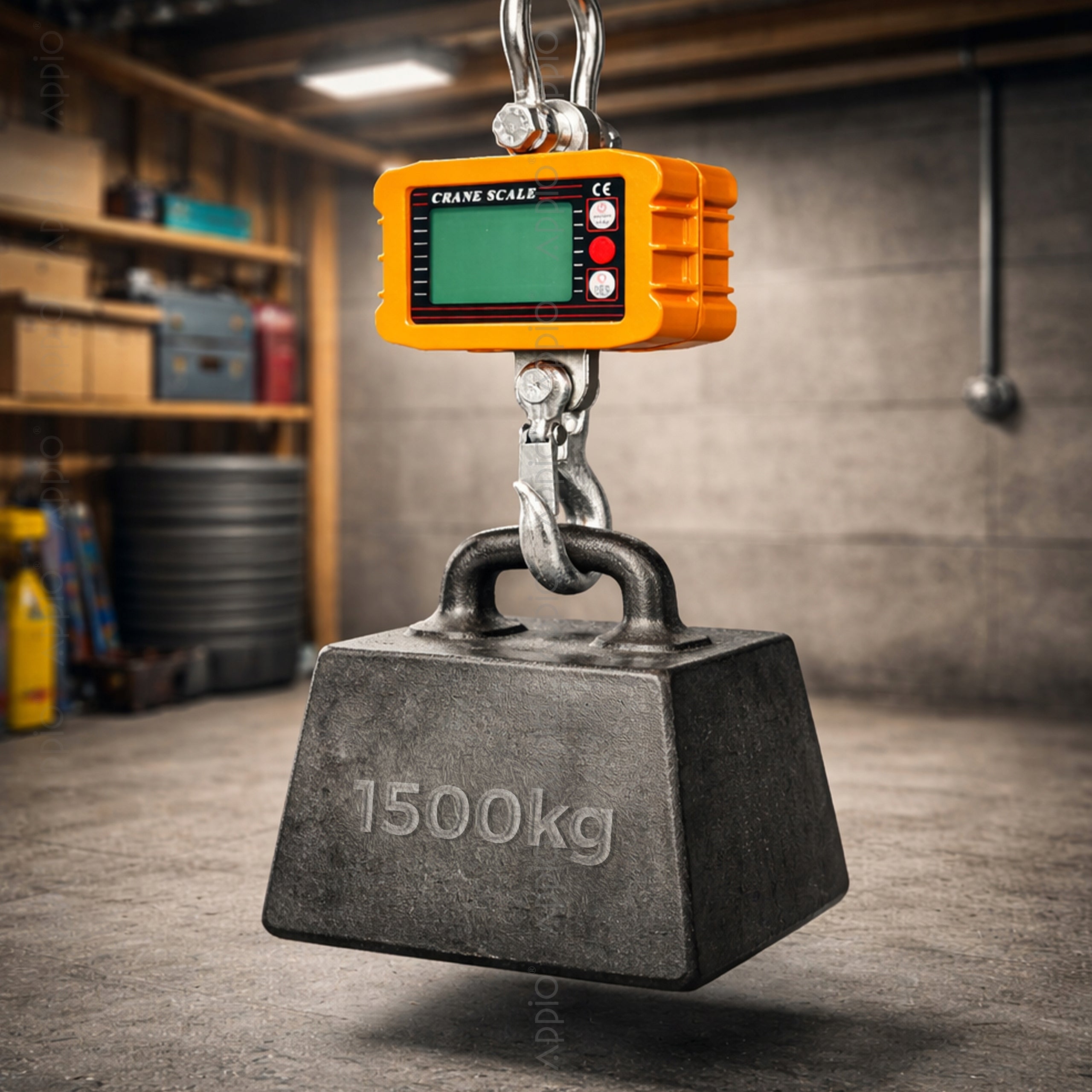 Electronic Hanging Storage Hook Scale 1500kg 1,5T Remote Control LCD Hook Brand Appio
