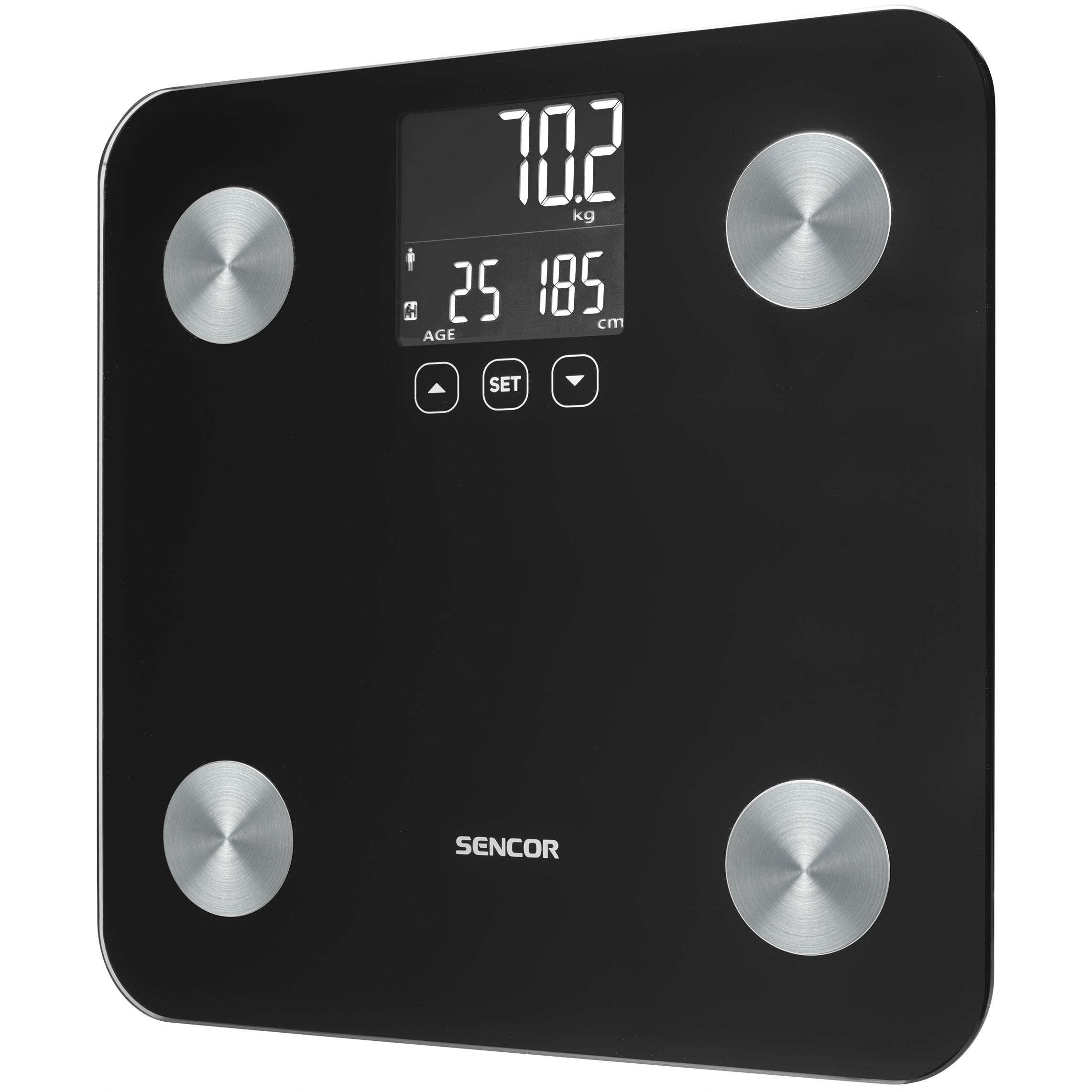 Electronic bathroom scale Sencor Fitness Scale BMI 180kg glass black Manufacturer code SBS 6026BK