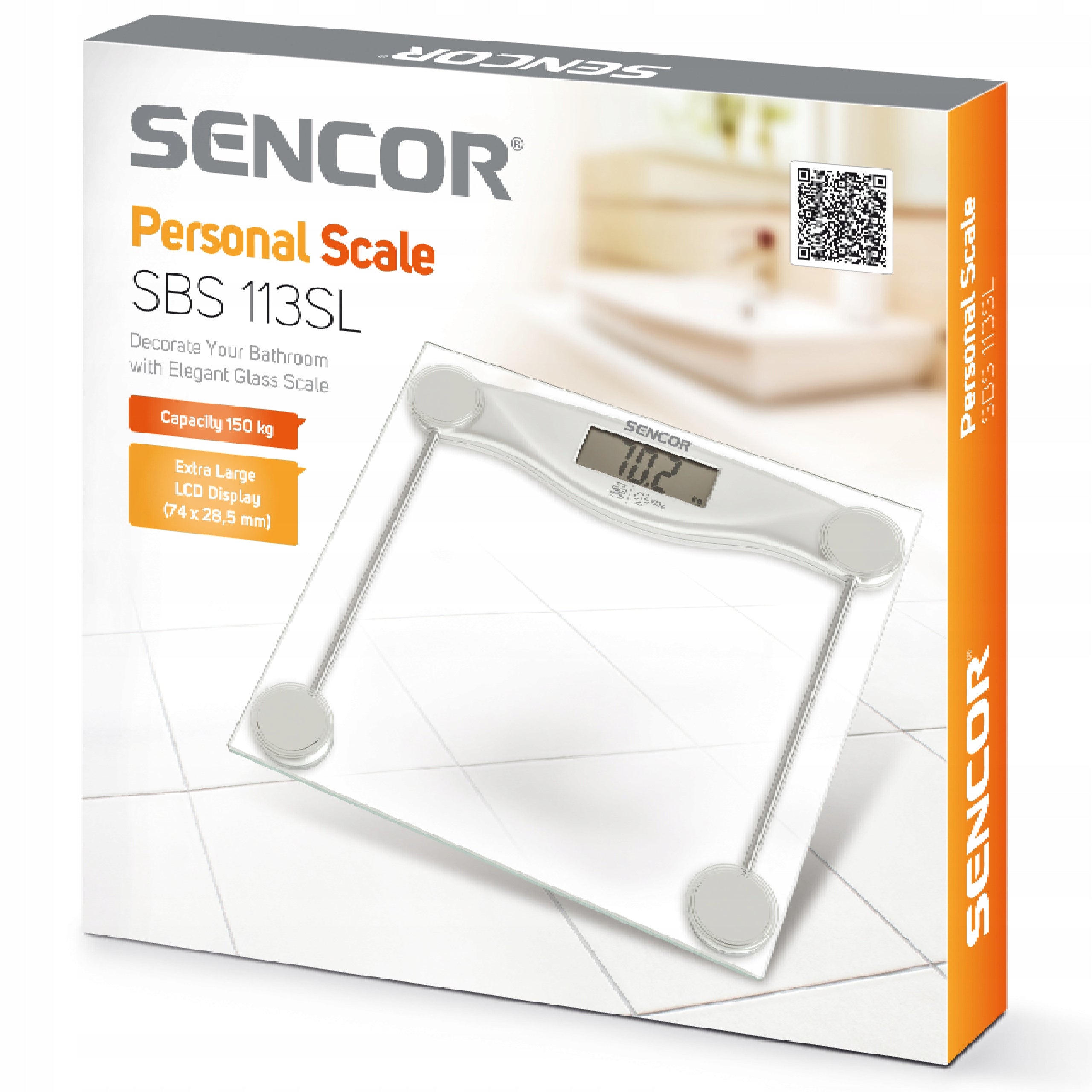 Electronic bathroom scale up to 150 kg LCD glass white Sencor SBS 113SL Manufacturer code SBS 113SL