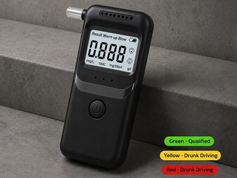 Electronic breathalyzer digital lcd sobriety tester + 5 mouthpieces black Brand Verk Group