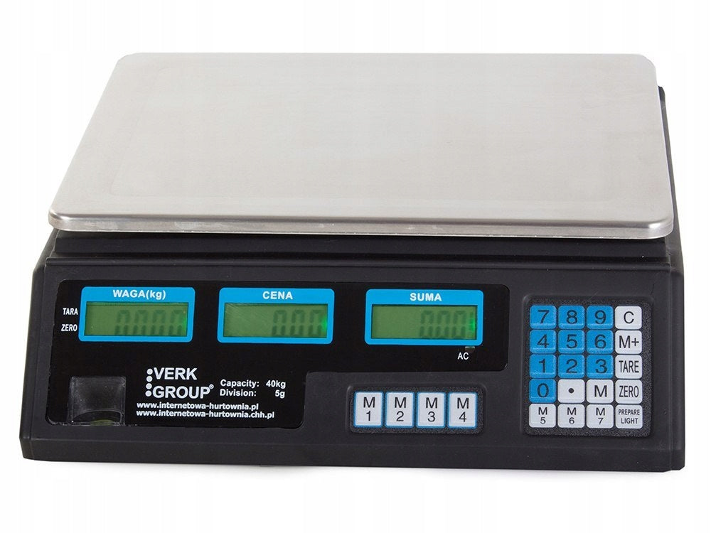 Electronic shop scale 40kg PL AKU and 230V LCD CALCULATION In_Stock Additional information tare function LCD display back light
