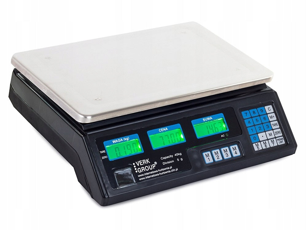 Electronic shop scale 40kg PL AKU and 230V LCD CALCULATION In_Stock EAN (GTIN) 5906284253413