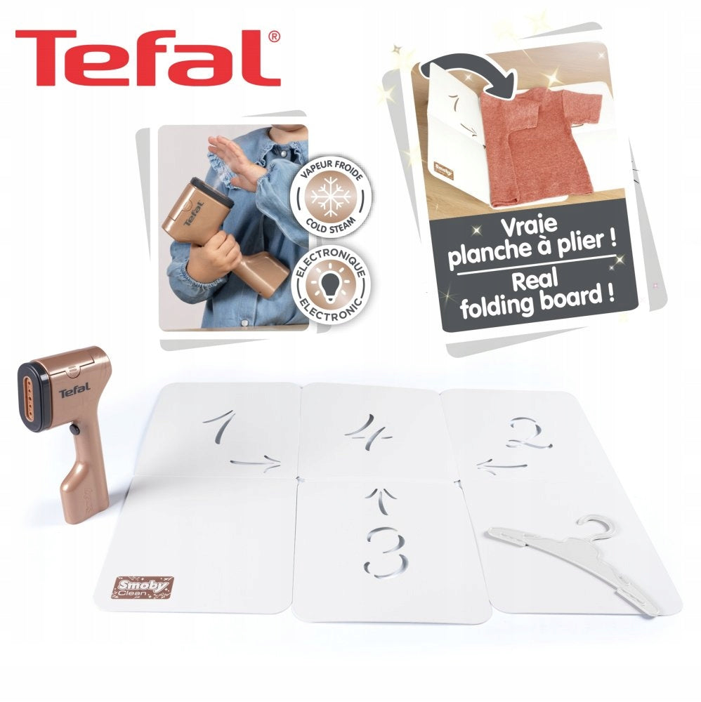 Electronic steamer for children Tefal clothes folding set Smoby Packaging status original