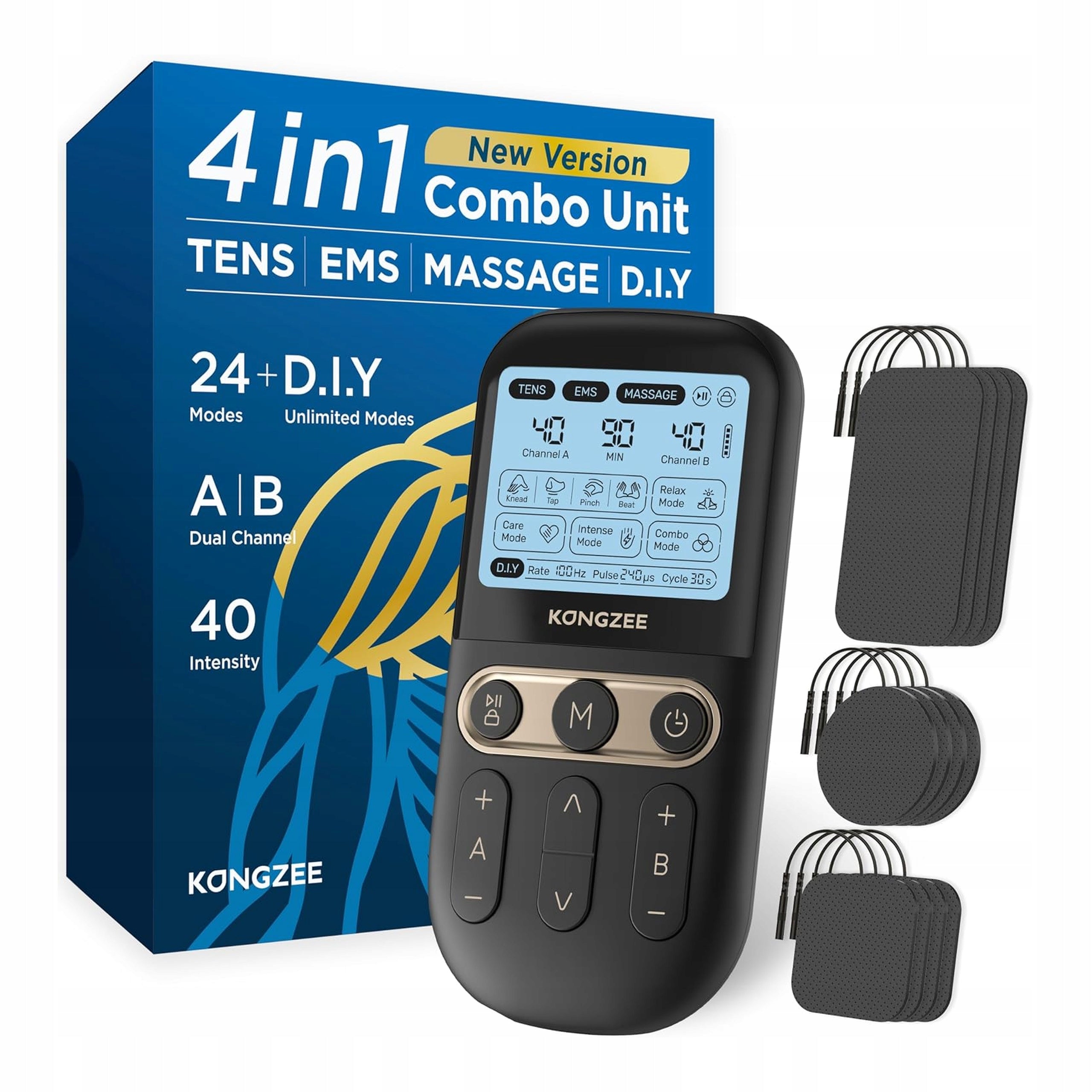 Electrostimulator muscle stimulator TENS EMS two-channel massage 12 electrodes