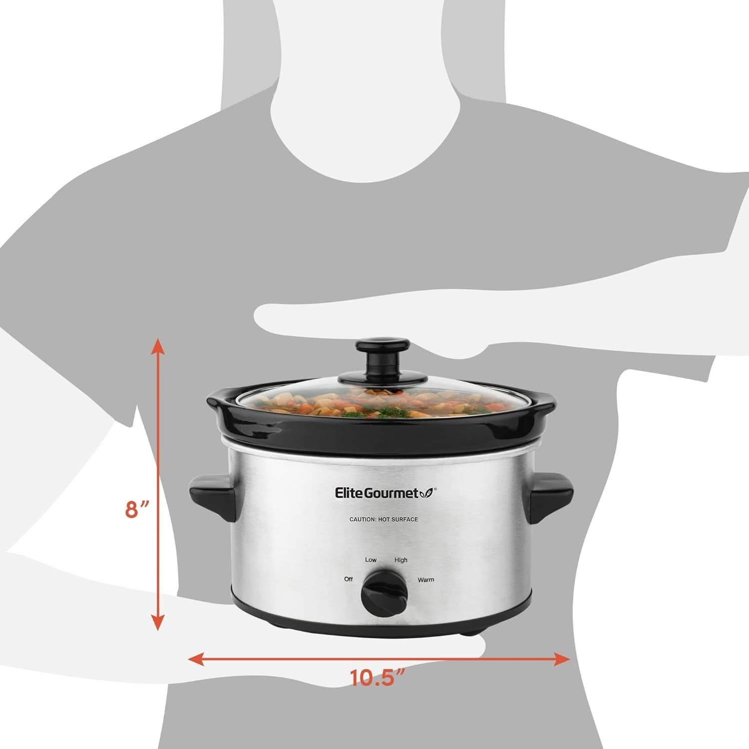 Elite Gourmet slow cooker 120W 2 quart stainless steel 3 settings Brand no brand