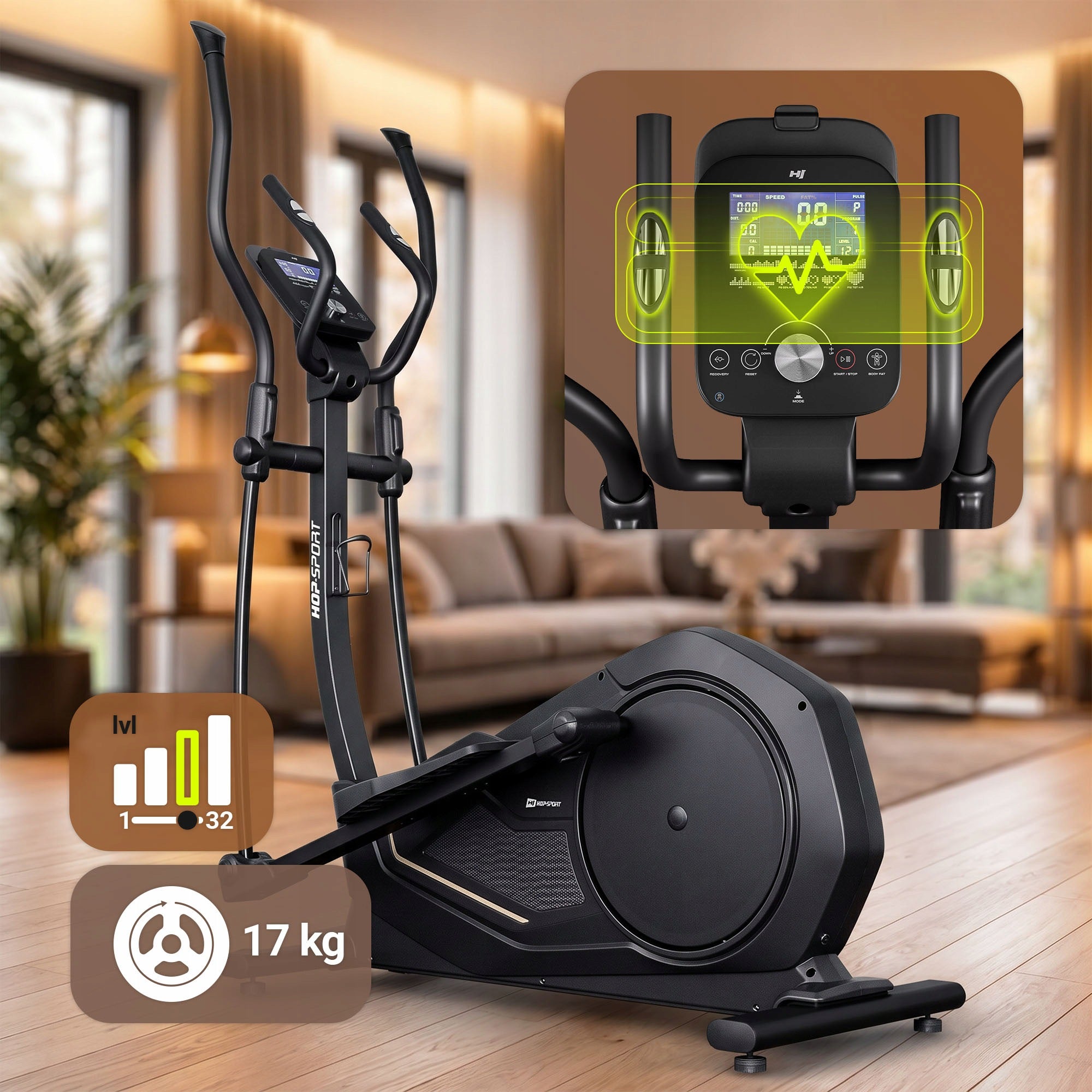 Elliptical Trainer Orbi-trek Magnetic Exercise Bike LCD up to 130kg Manufacturer code HS-5000C