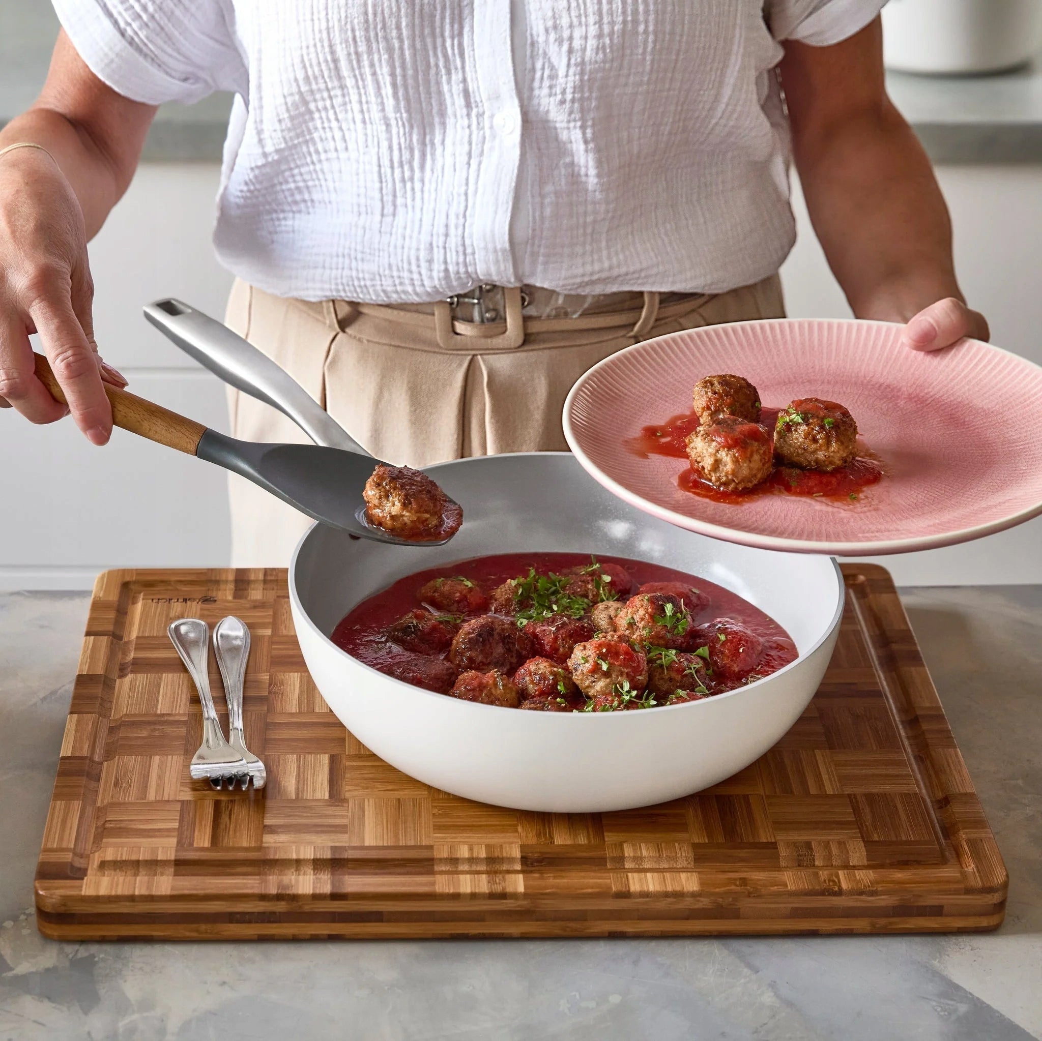 Elmich Nepřilnavá keramická Wok pánev Vital Ø 26 cm - krémově bílá Brand no brand