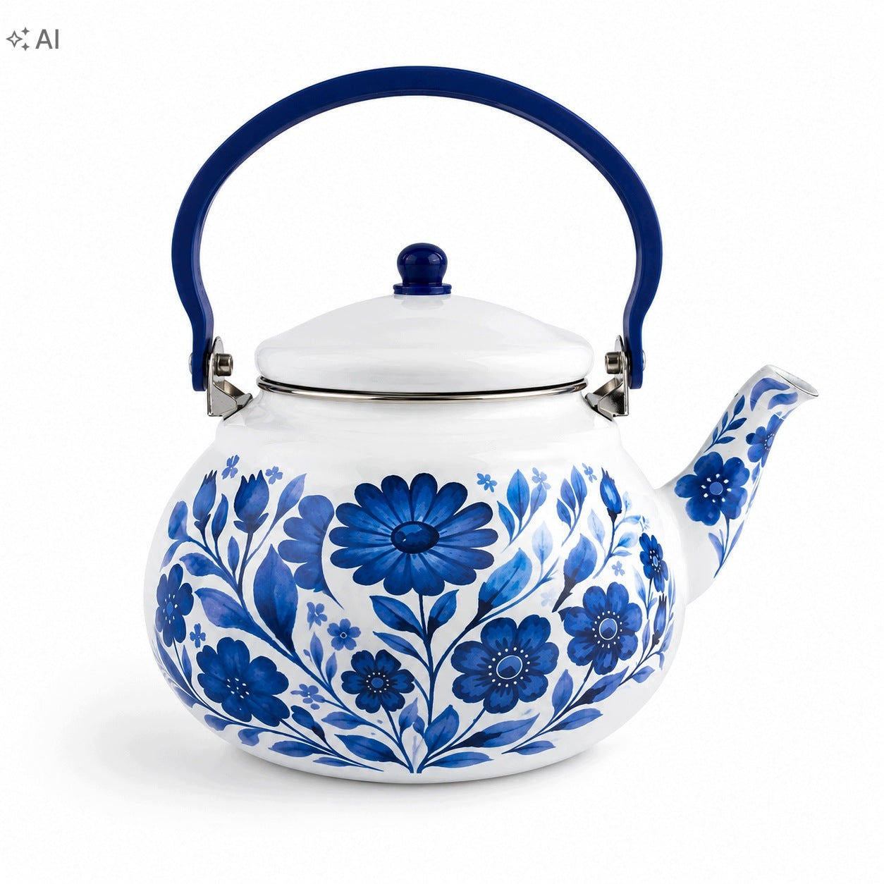Emalia Olkusz Enamel Kettle 2 l Navy Blue Flowers Brand Emalia Olkusz