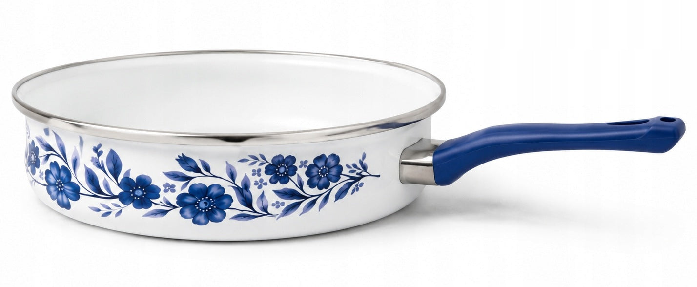 Emalia Olkusz Enamel pan 22 cm flowers for all cookers