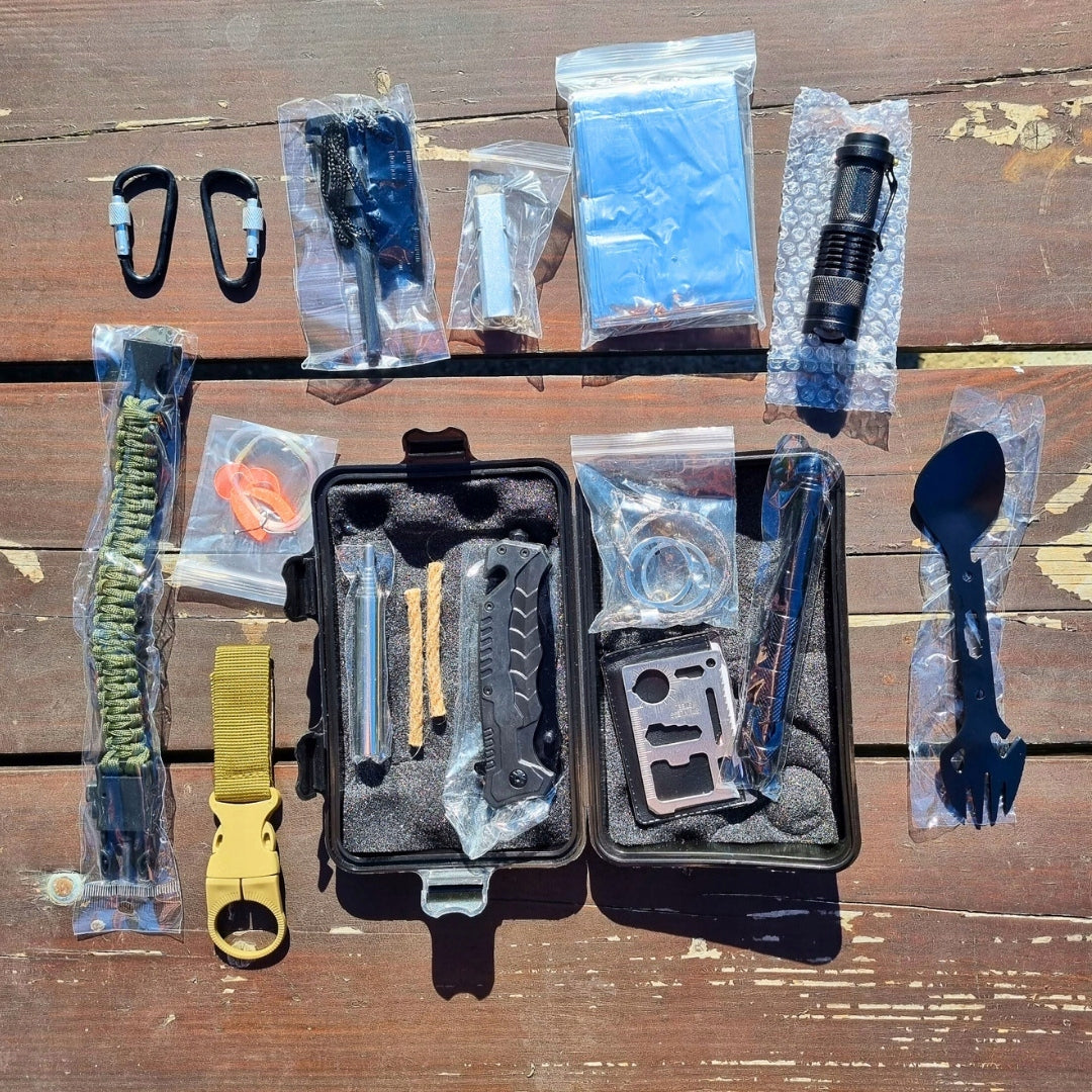Emergency Away Kit + Military Set + Black Protective Gloves Packaging status original