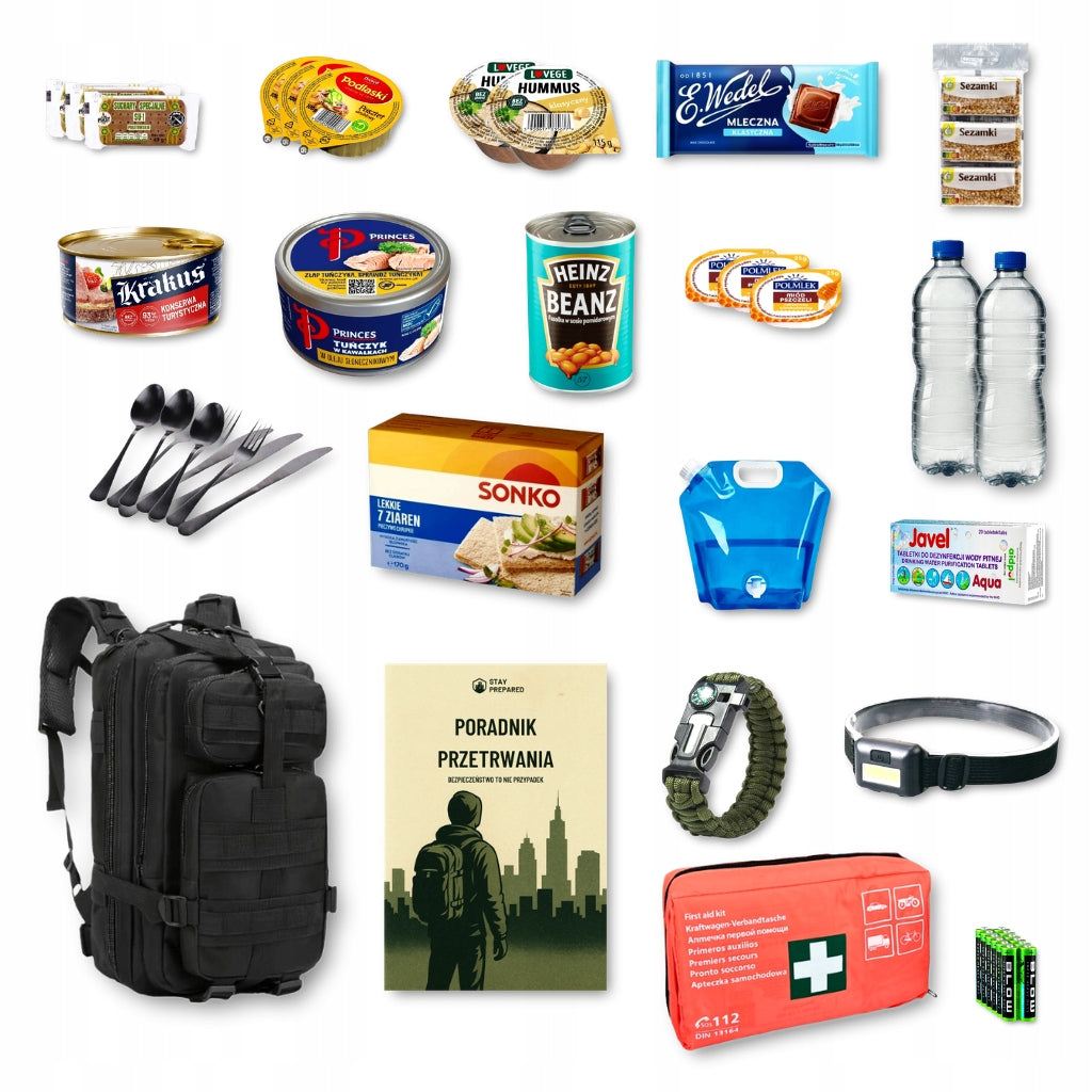 Emergency set 72h GO Light Classic – food water first aid kit backpack 28L