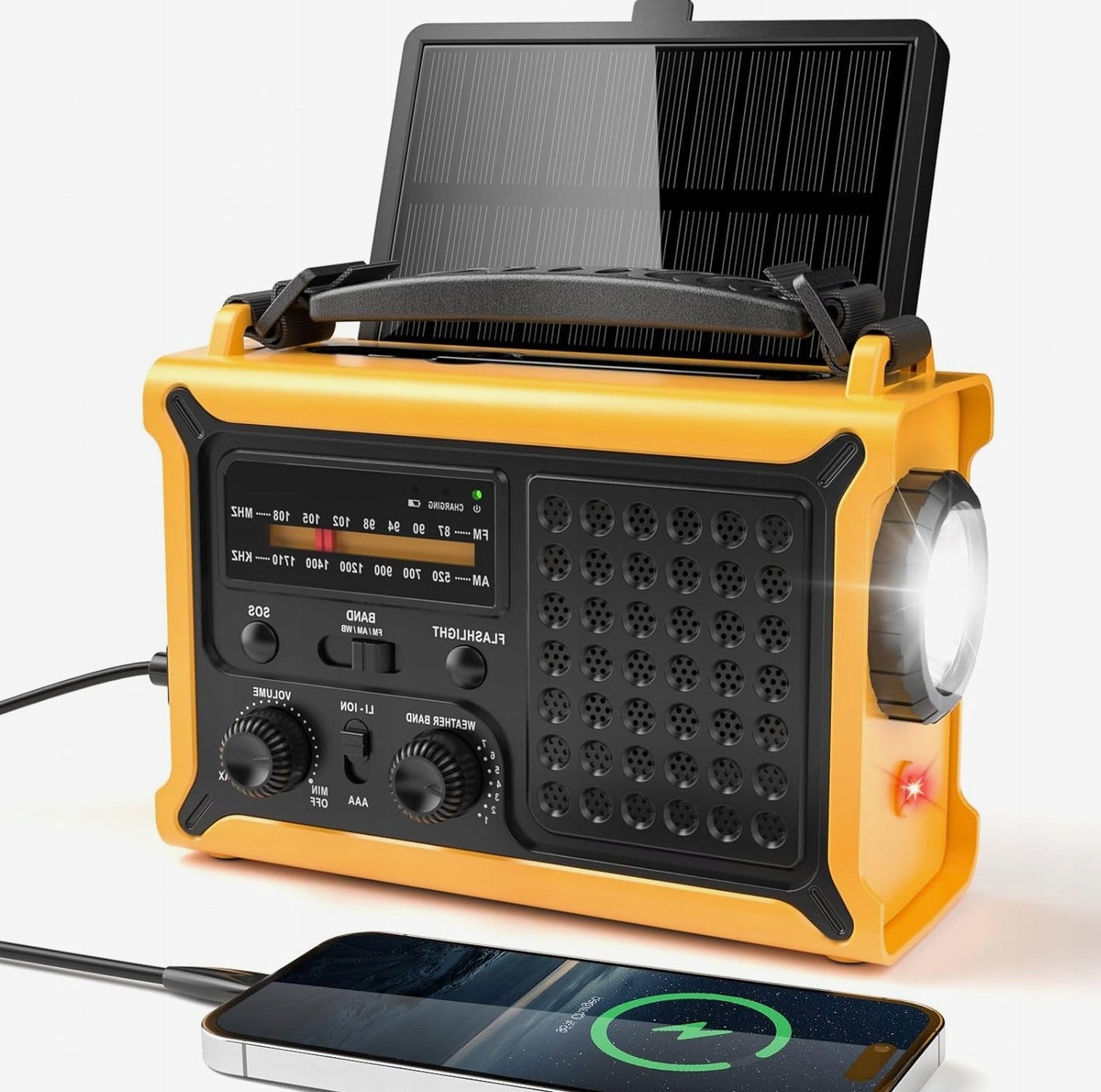 Emergency solar with crank powerbank flashlight lamp am fm
