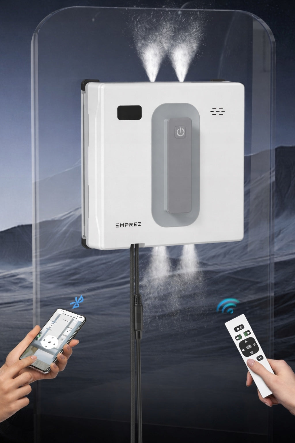 Emprez F19 Window and Window Cleaning Robot 3000Pa | Application | 4 Sprayers Wireless operating time 30 min