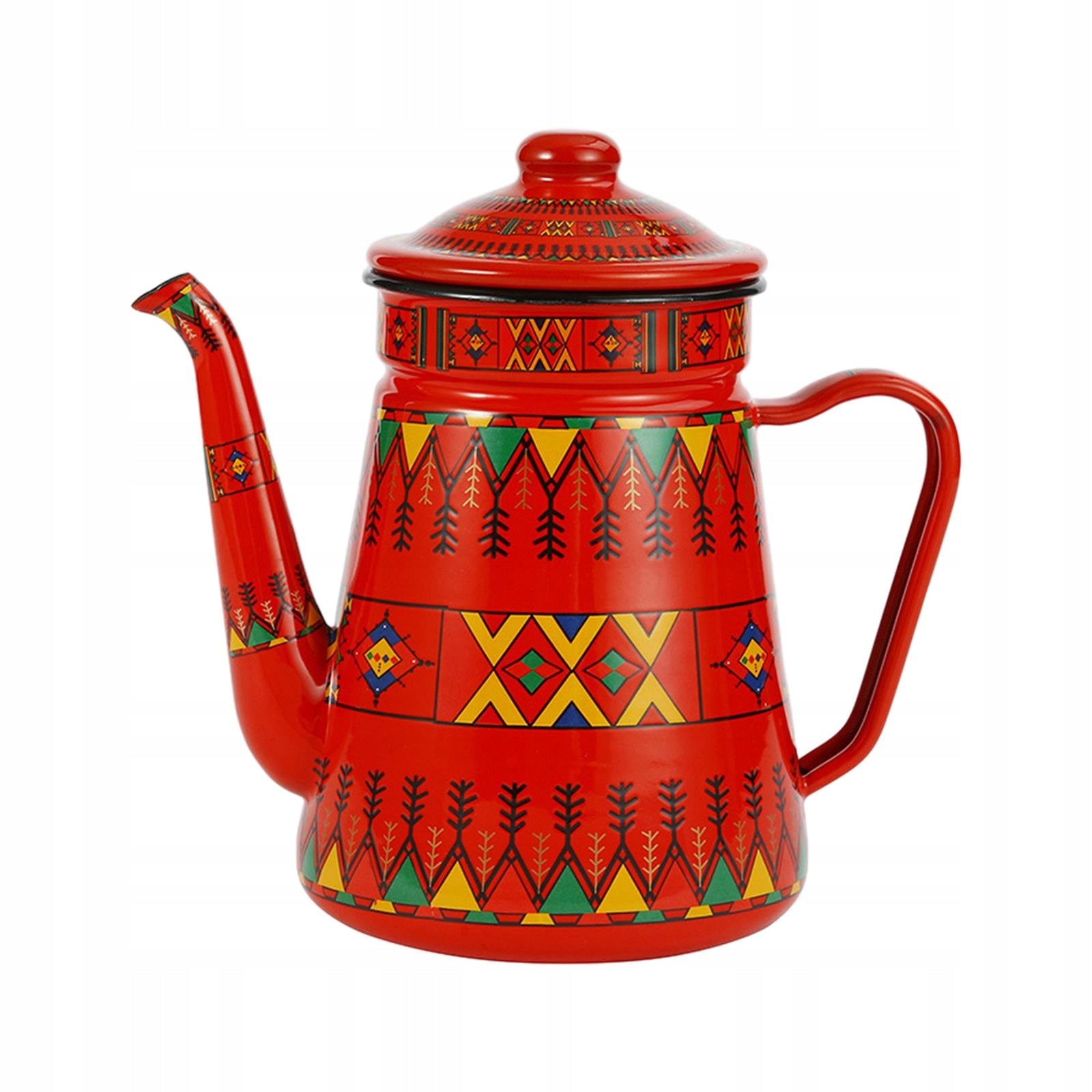 Enamel Coffee Pot with Handle Floral Hot Water Boiler Pitcher Capacity 1 l