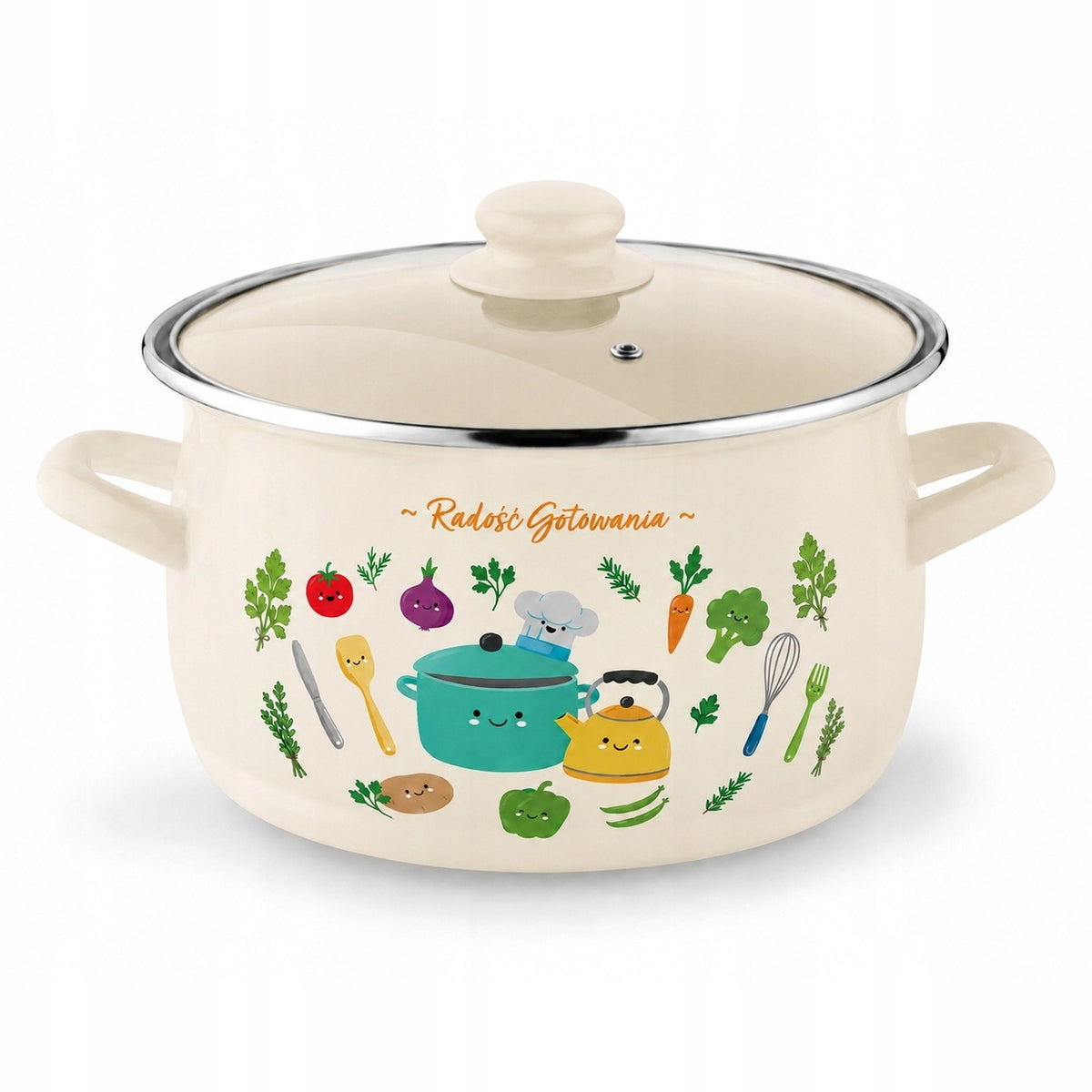 Enamel POT Large with LID Induction GAS Tadar Cooking joy 20 cm