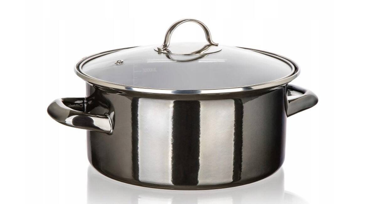 Enamel POT WITH LID 2L 20cm METALLIC Banquet for gas induction 9880 Packaging status original