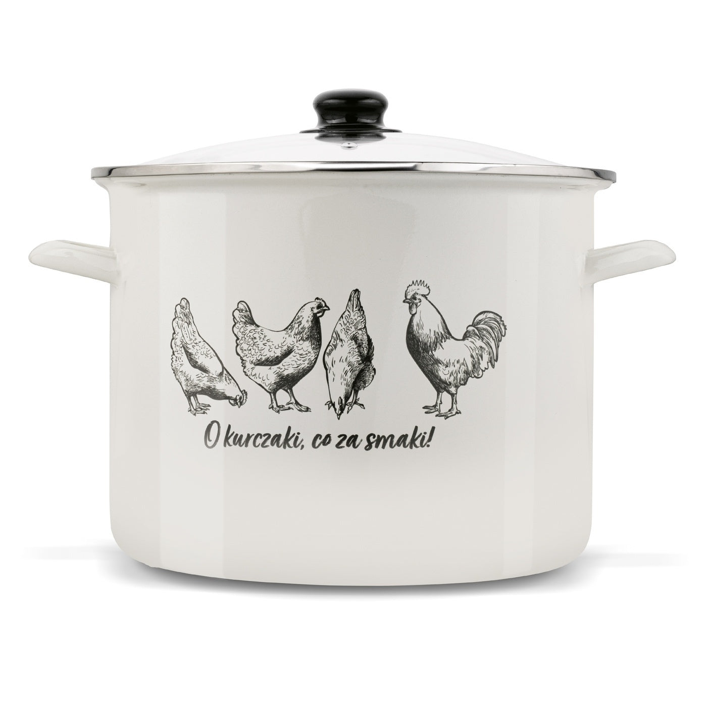 Enamel POT with Glass LID LARGE Steel Tadar O Chickens 12L 30cm Manufacturer code 5903313454230