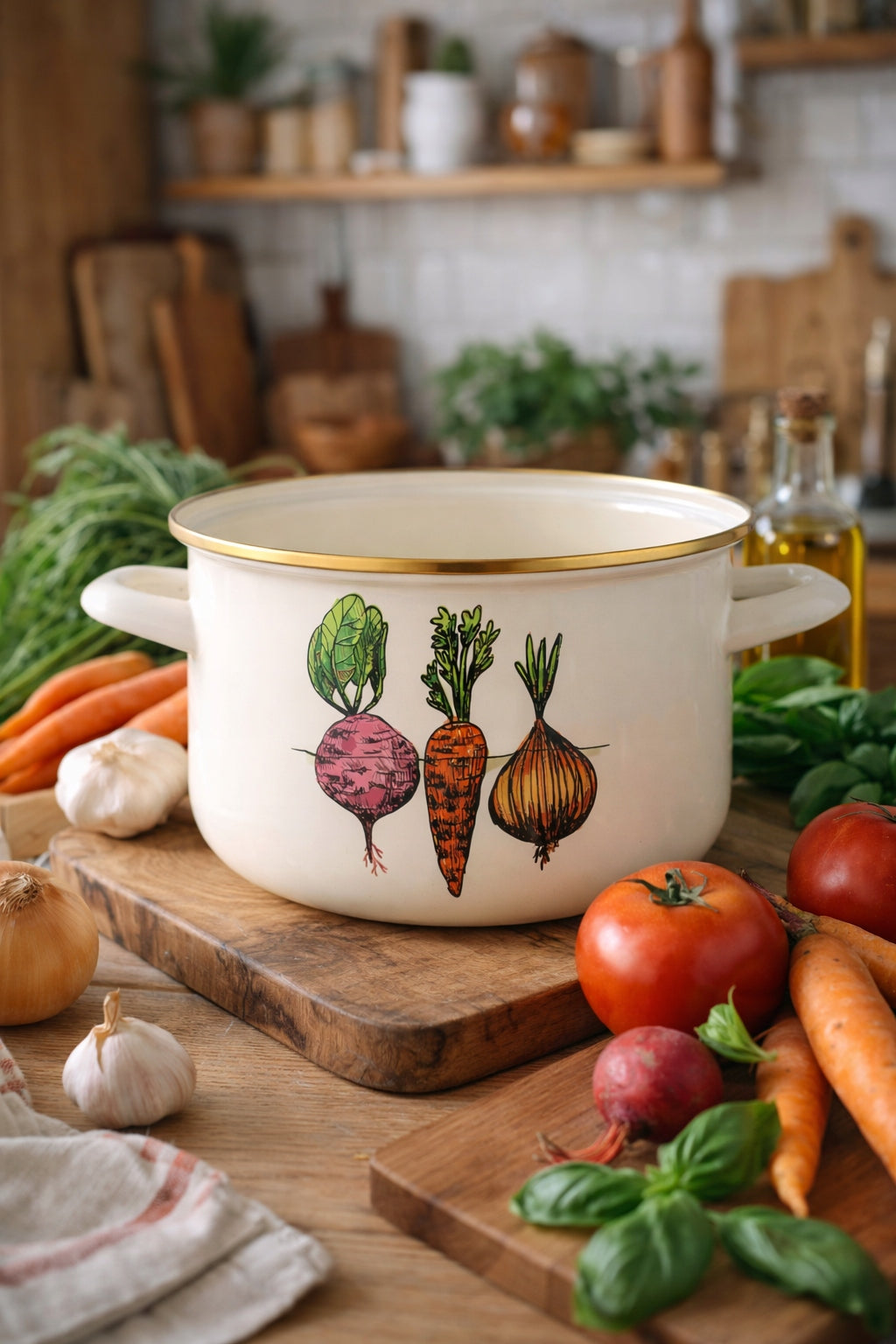 Enamel Pot Emalia Pleszew Vegetable 20cm 4.2L Induction Gas Capacity 4.2 l