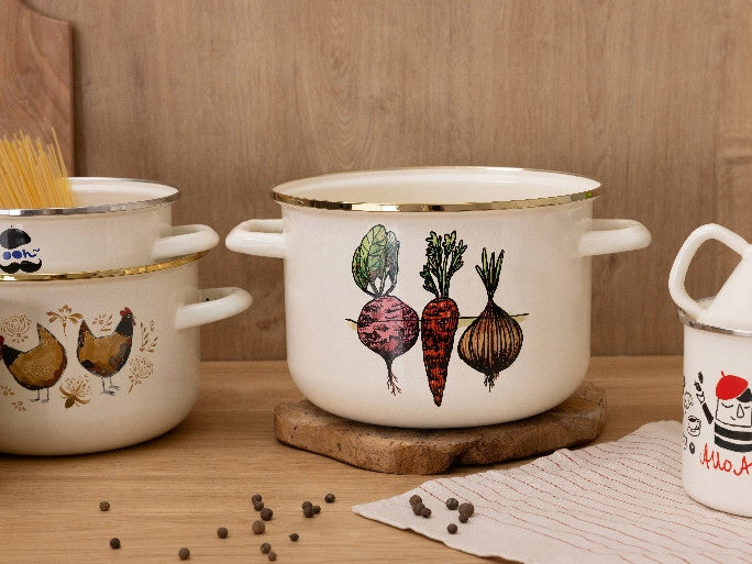 Enamel Pot Emalia Pleszew Vegetable 20cm 4.2L Induction Gas Packaging status original