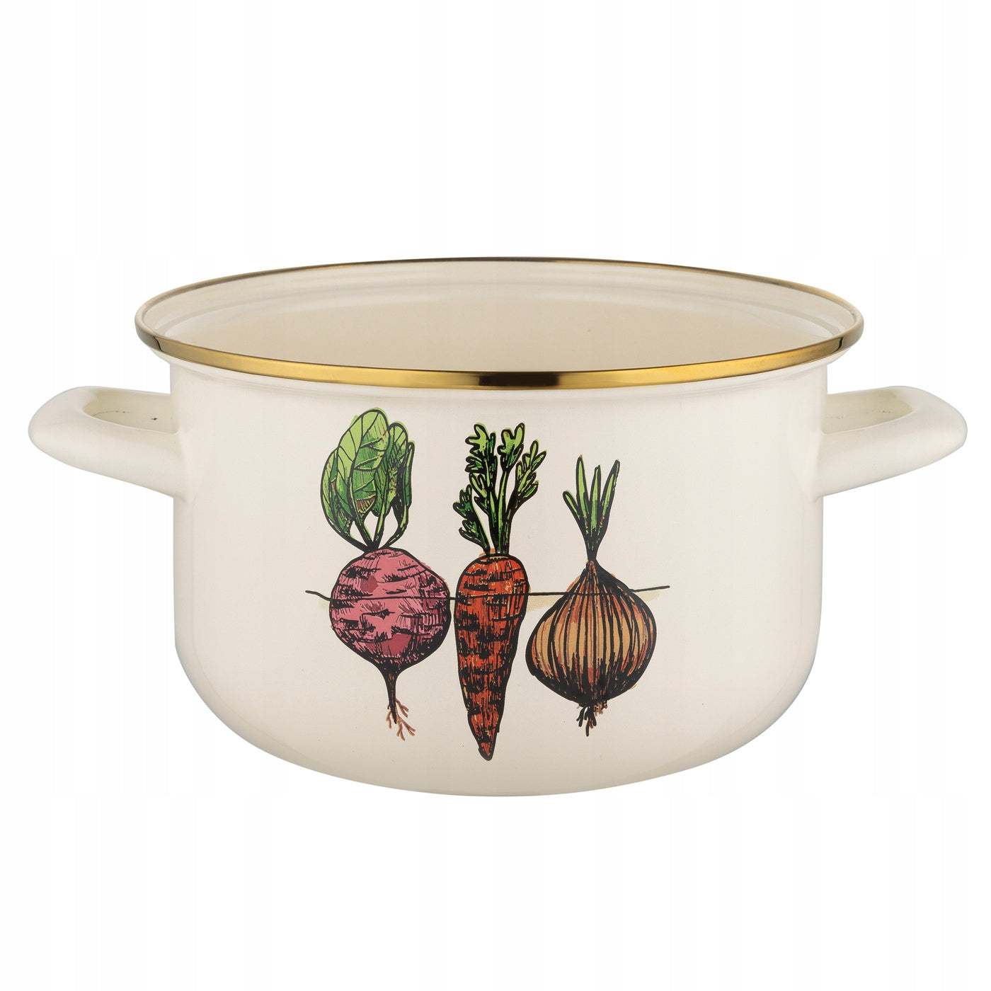 Enamel Pot Emalia Pleszew Vegetable 22cm 6L Induction Gas White