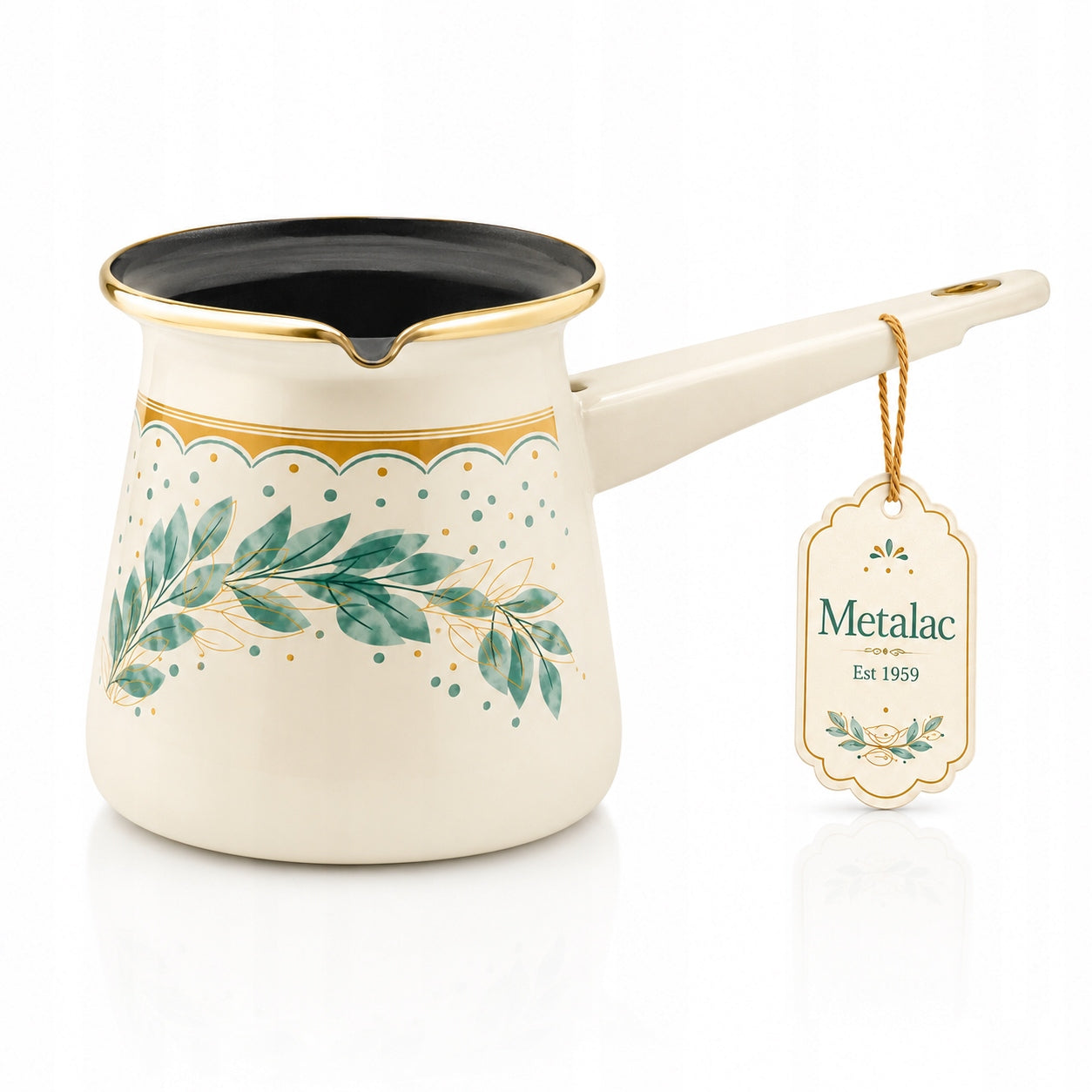 Enamel crucible for coffee 0.4L I Metalac Green Line