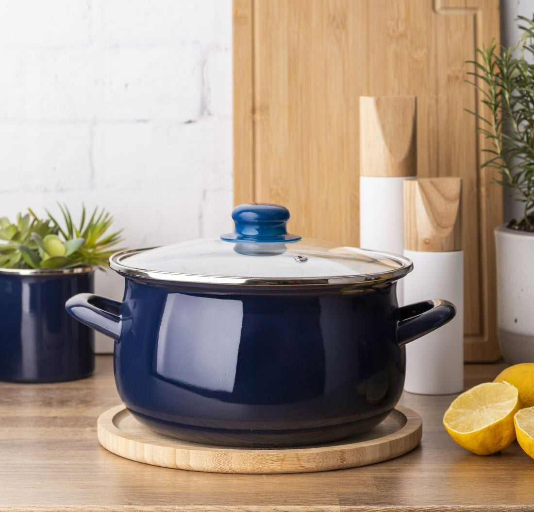Enamel induction pot with gas lid Altom Design navy blue 3,5 l Manufacturer code 02050021342