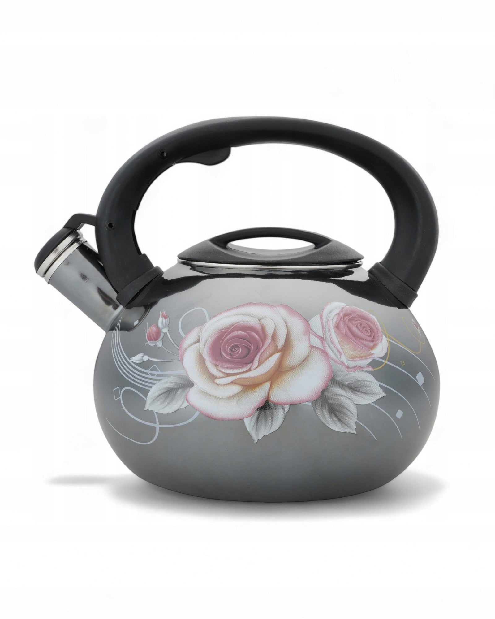 Enamel kettle large 3L enamel gas induction graphite roses MASTERPAN