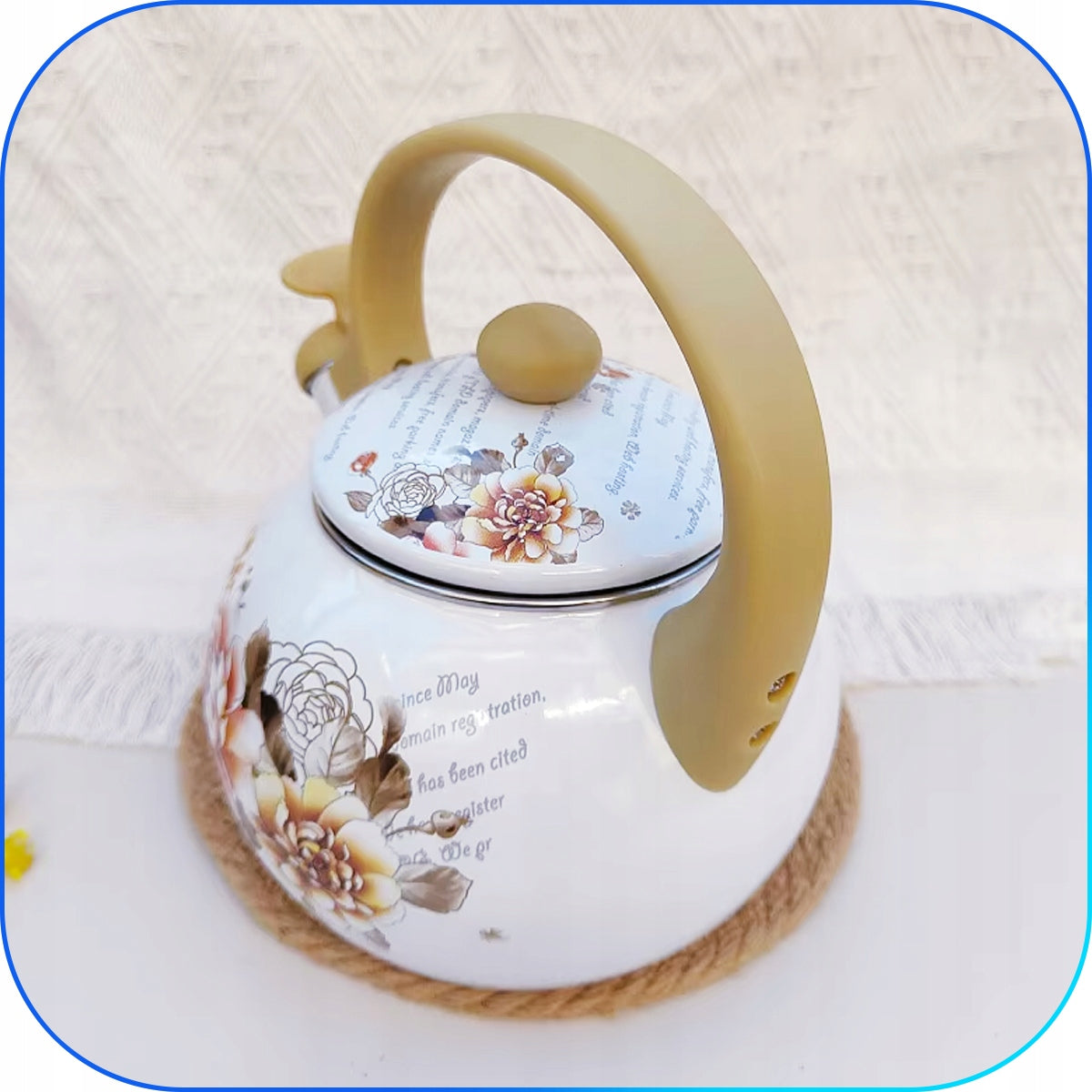 Enamel kettle with whistle 2,2 l – steel FLOWERS INDUCTION GAS White Brand Maibang
