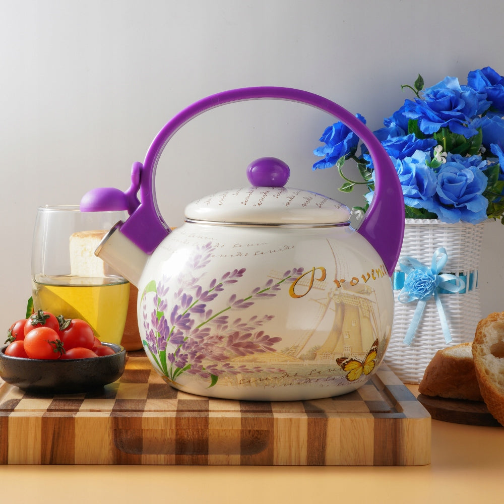 Enamel kettle with whistle 2.2L enamel for gas lavender MASTERPAN Packaging status original