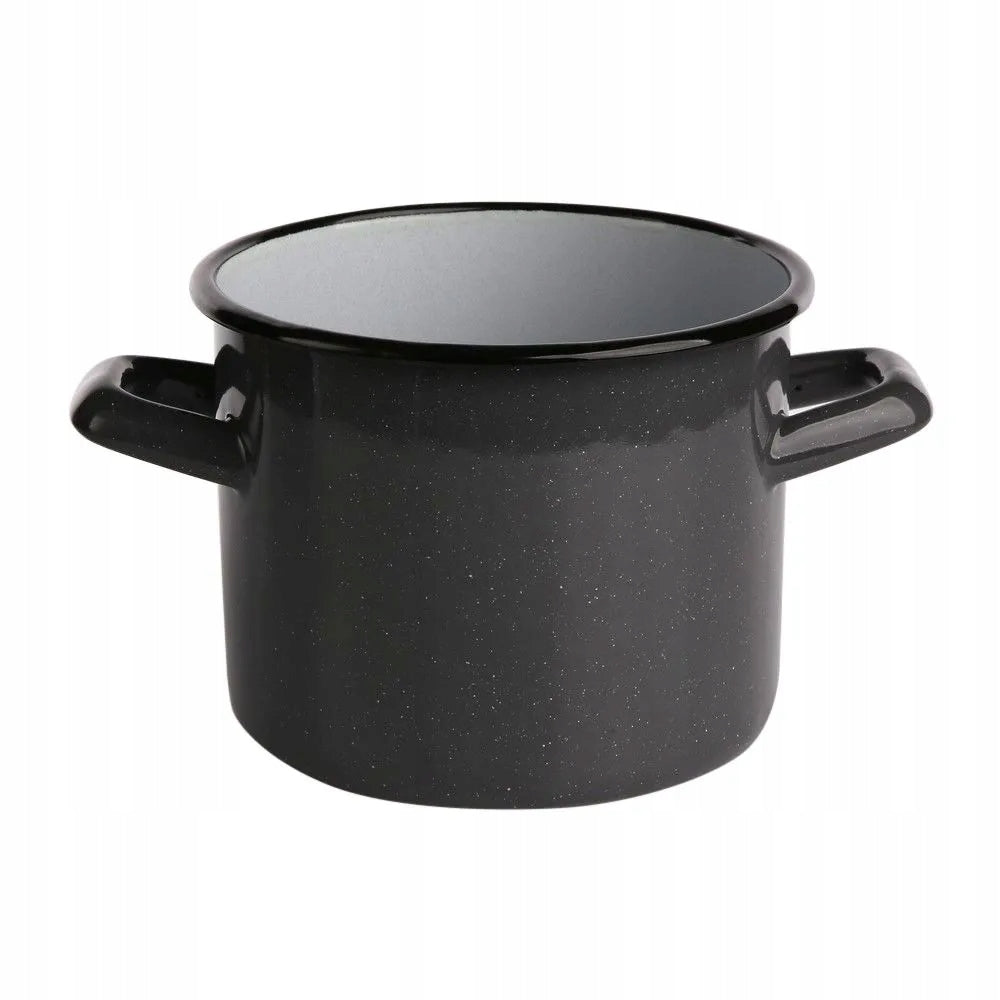 Enamel pot 1,5 l Silesia for gas and induction grey speckled 14 cm