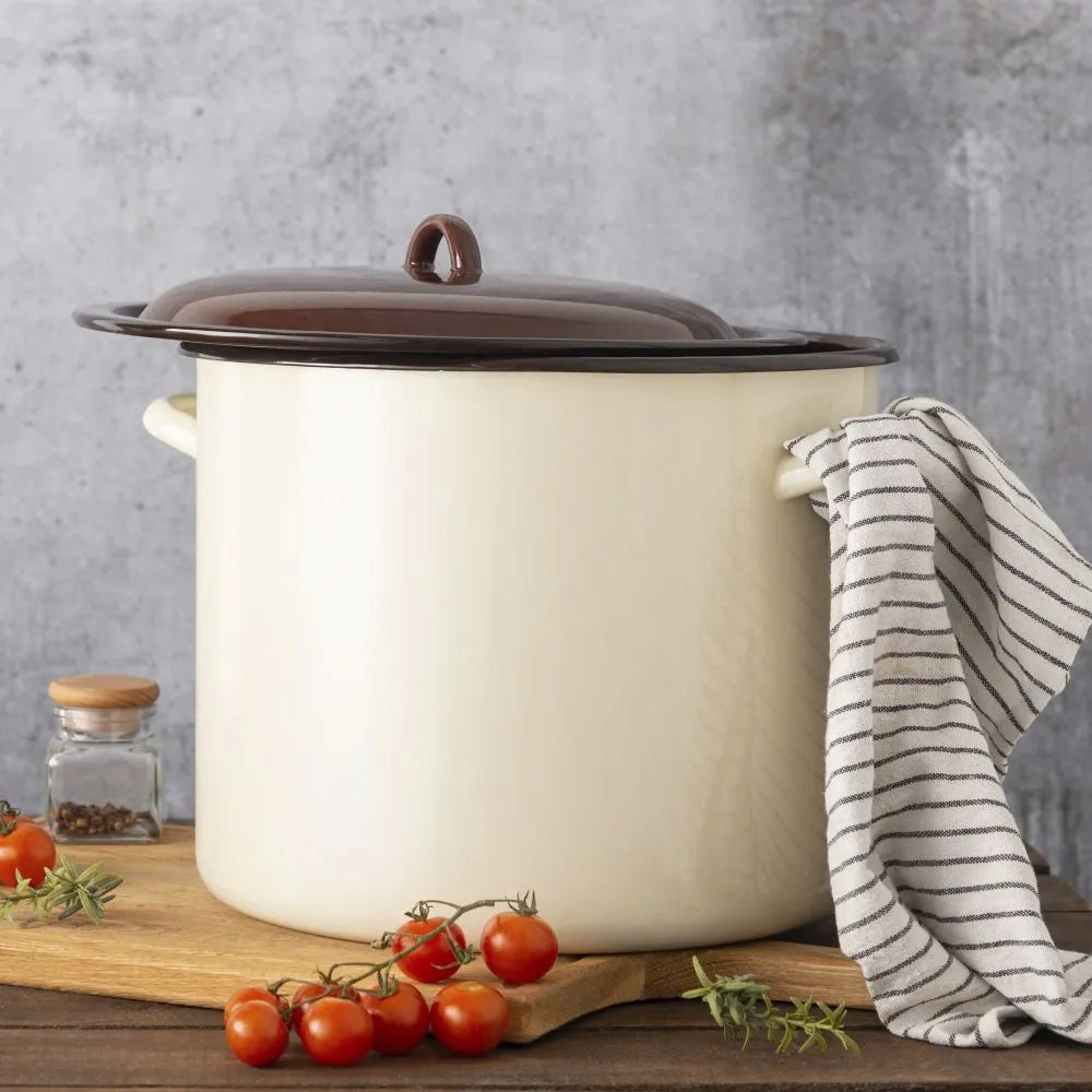 Enamel pot 16,6 l with lid large high induction gas Silesia 30 cm Brand Silesia