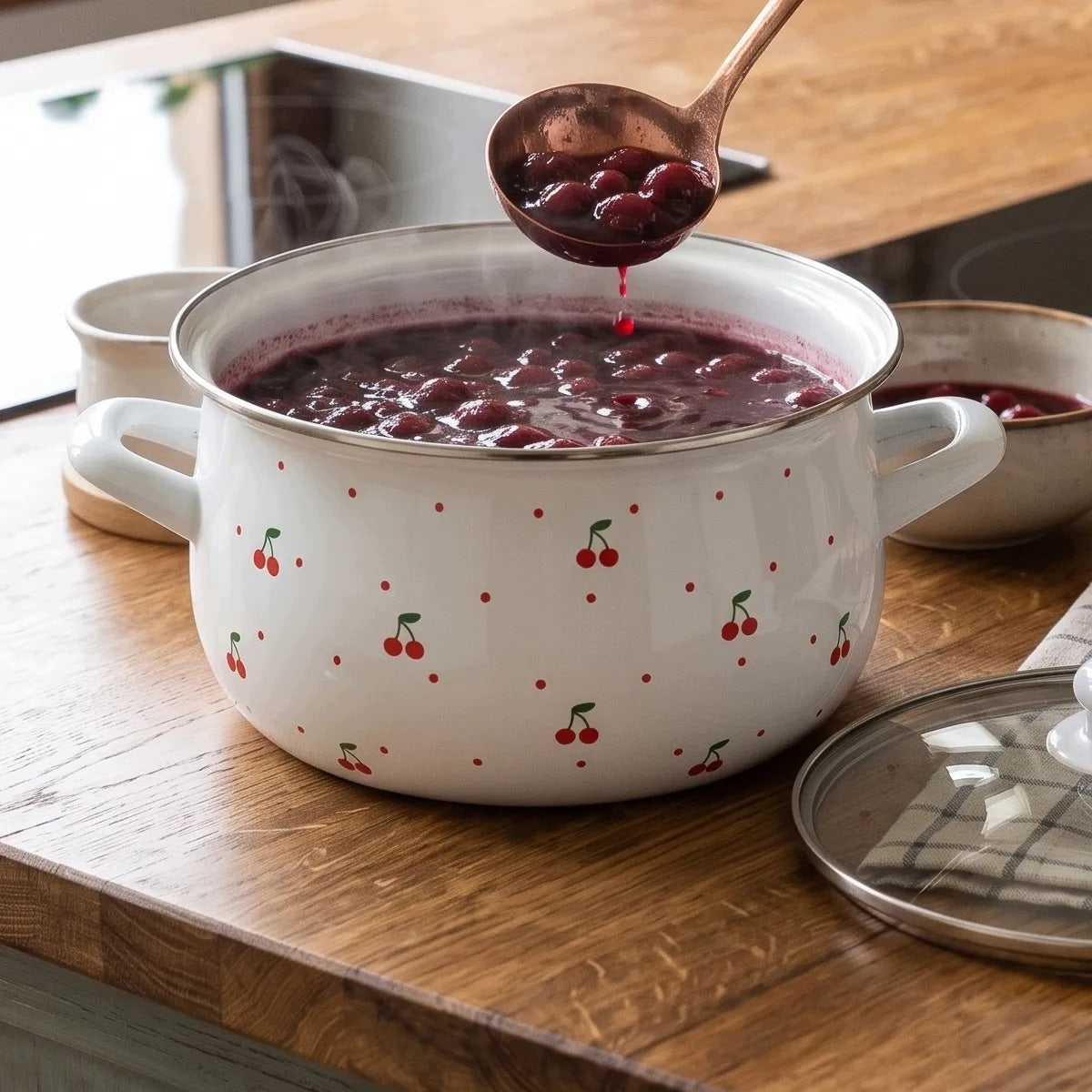 Enamel pot 3,5 l pot induction gas Altom Design Cherry 22 cm Capacity 3.5 l