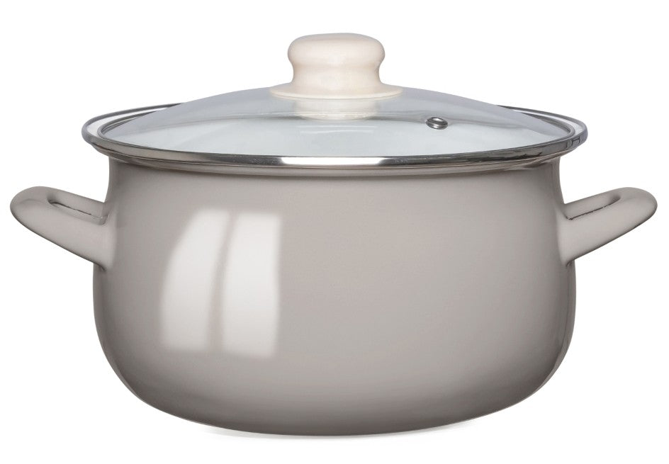 Enamel pot 3,5 l with lid 22 cm induction gas Altom Design taupe