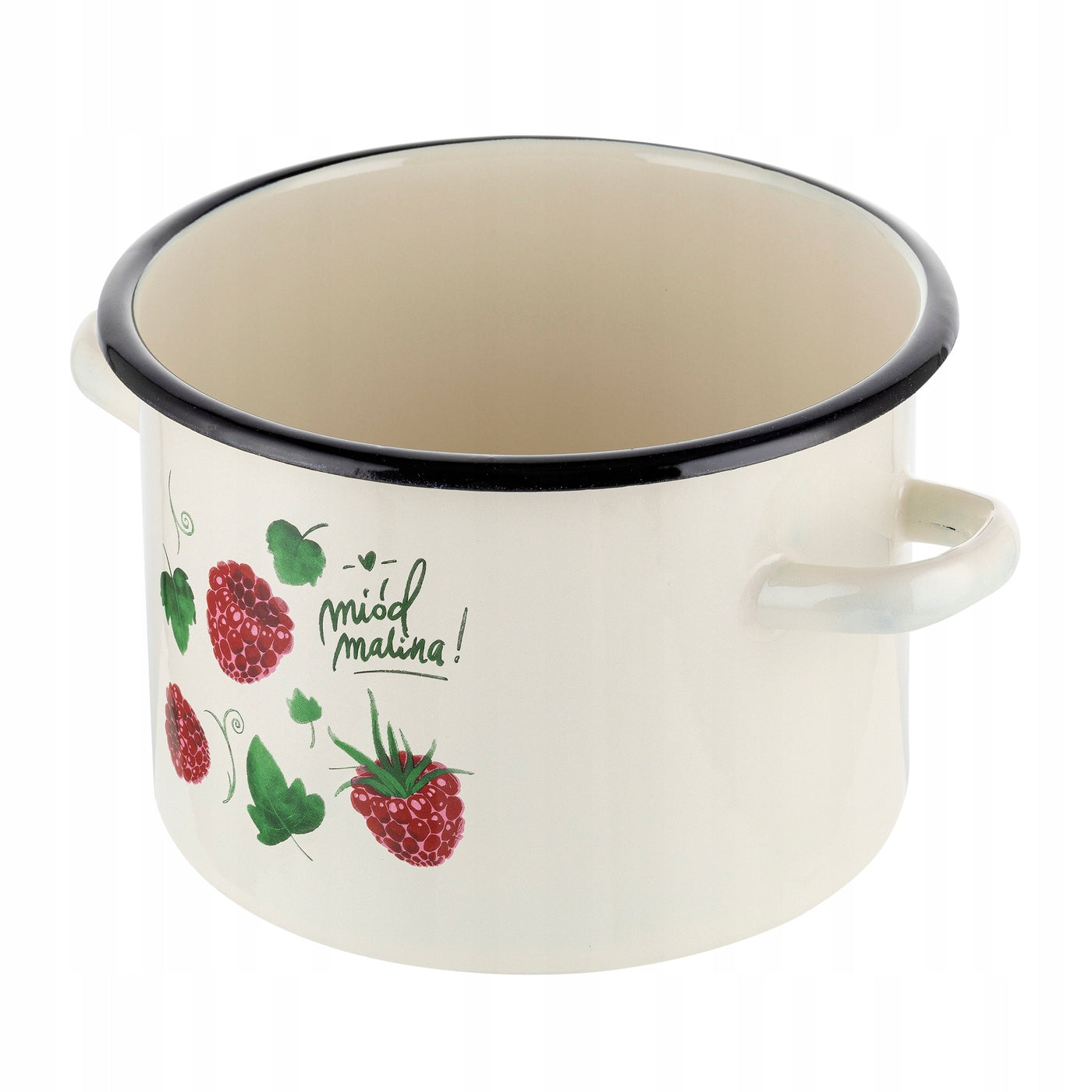 Enamel pot Emalia Pleszew Raspberry 18 cm 3,2L cream induction gas Capacity 3.2 l