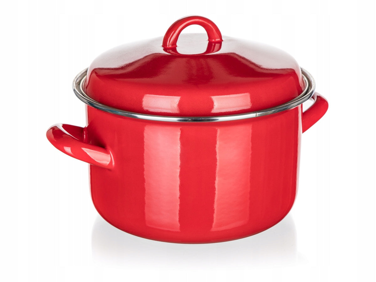 Enamel pot Milton Red 20cm 3,4L lid red induction gas