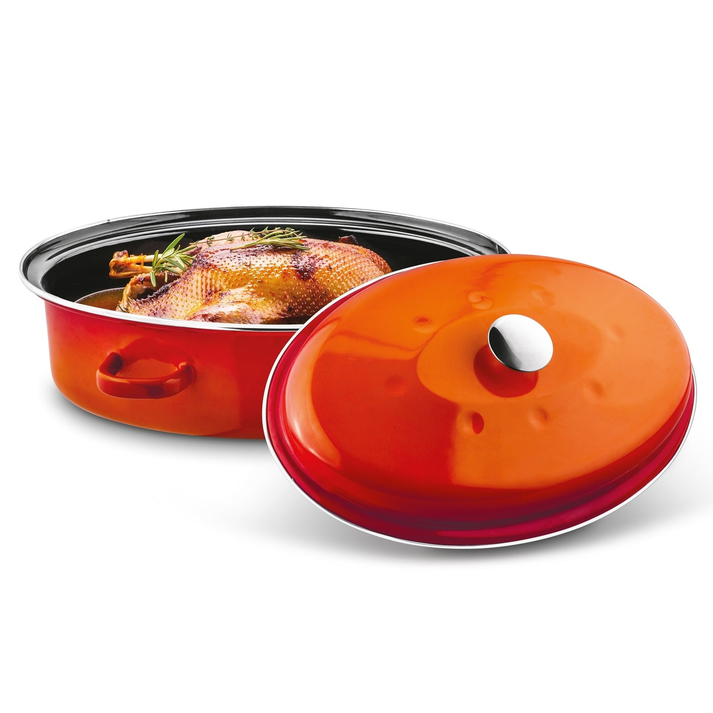 Enameled Oval OVEN INDUCTION Orange Tadar Fiero 38cm