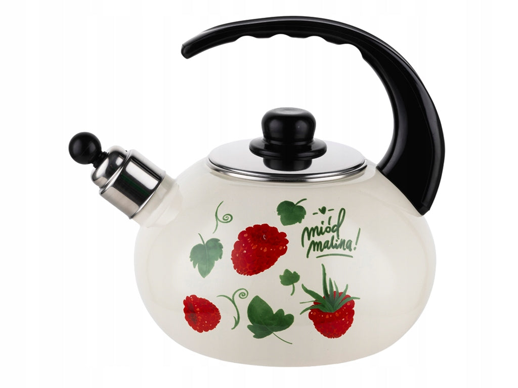 Enameled Steel Kettle Emalia Pleszew 2,2L Raspberry Traditional Gas