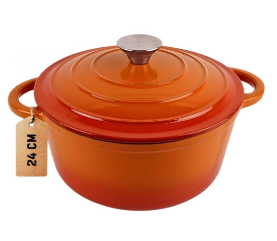 Enameled cast iron pot 24cm orange HAGE Packaging status original