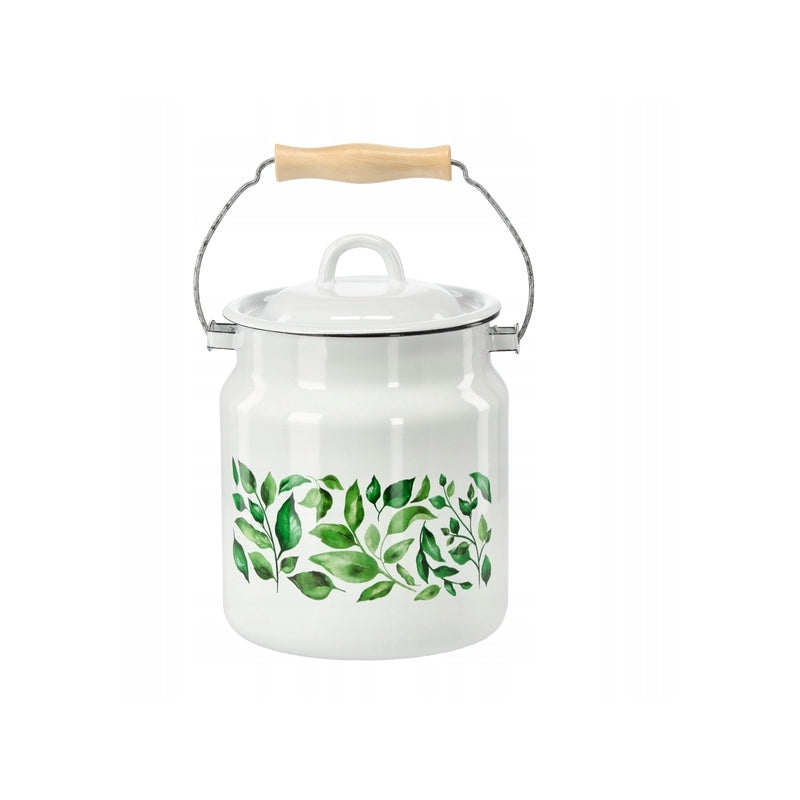 Enameled milk can 3,3 l White ficus