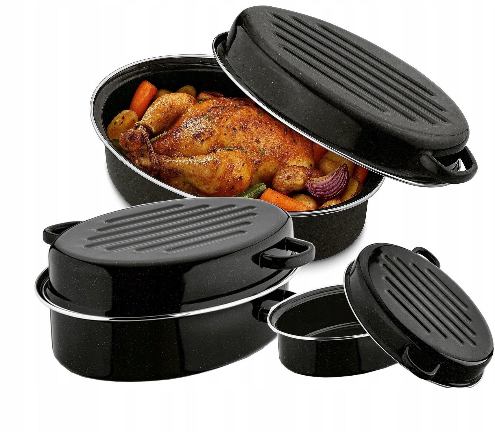 Enameled pan with POT FITTING 5,5 Lit. for Frying Baking 38 cm