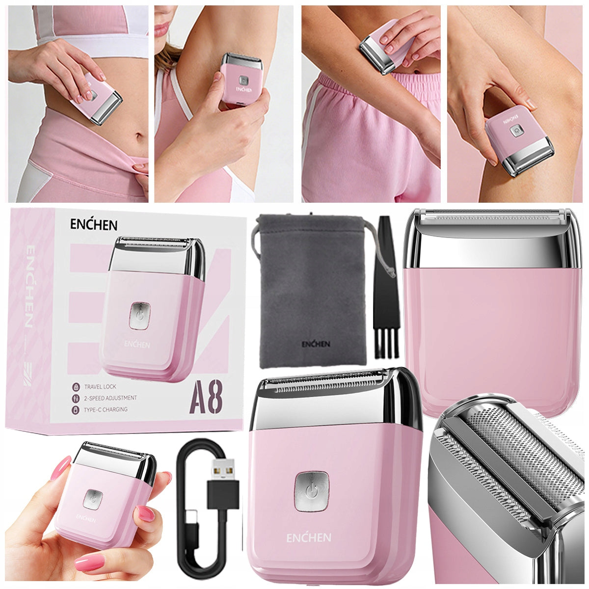 Enchen A8 ELECTRIC Shaver for Women Trimmer Small Compact Quiet USB