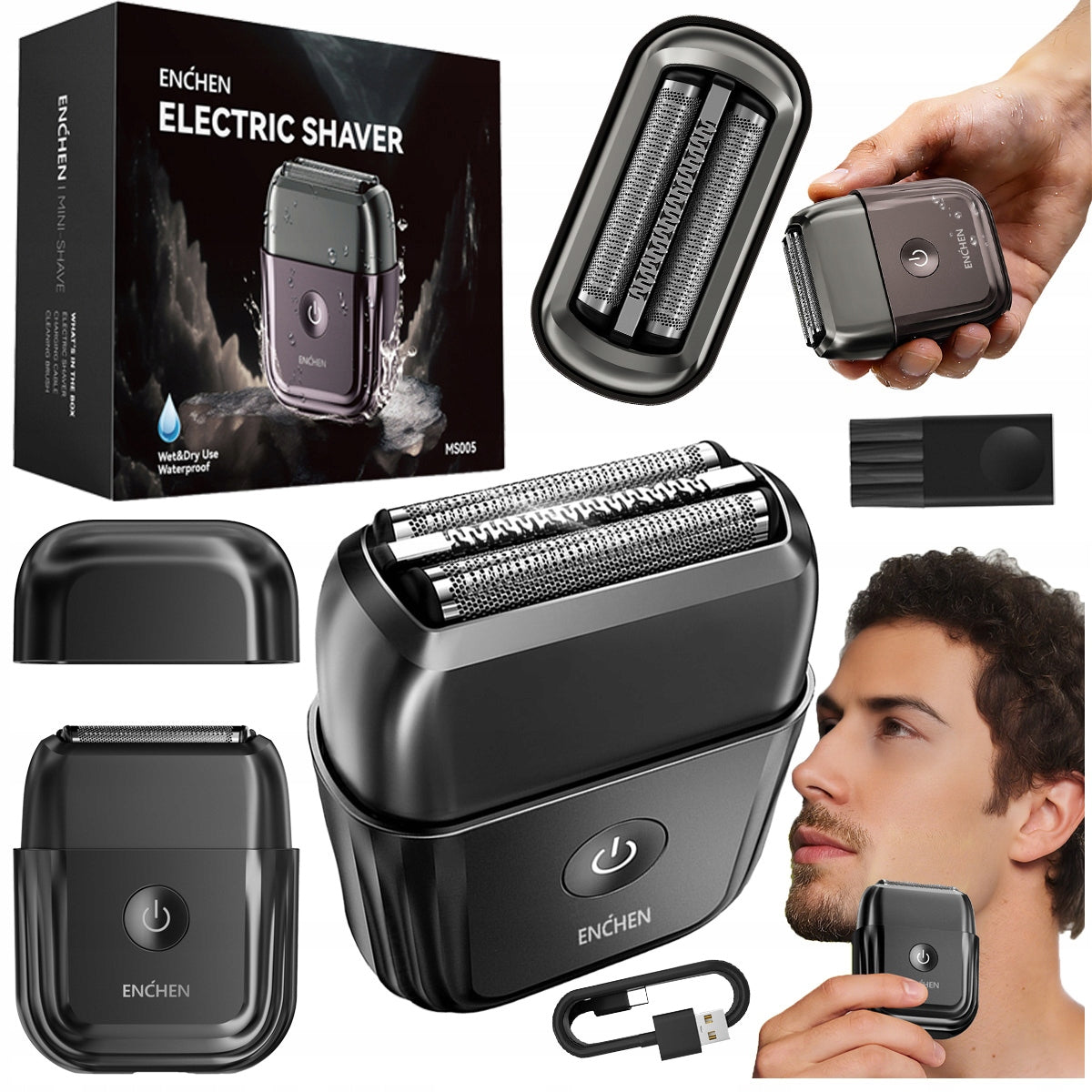 Enchen MS005 Beard Shaver Small Compact Waterproof Travel USB-C