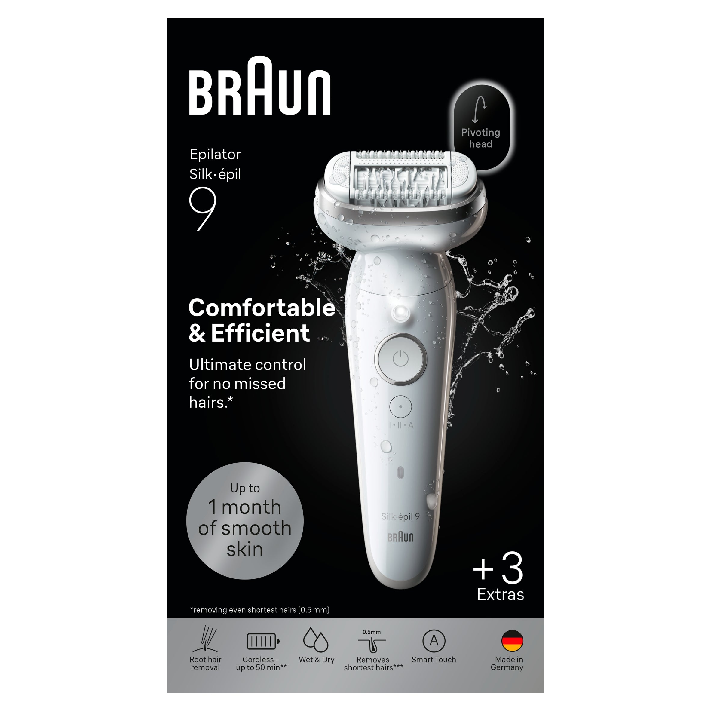 Epilator Braun Silk-epil 9 SES9-030 Wet&Dry 40 tweezers 50 min Case Packaging status original